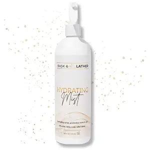 BASK & LATHER Hydrating Hair Mist, Leave-In Conditioner, Itchy Scalp Relief, Detangler, Curl Definer, Aloe Vera, Avocado Oil, For All Hair Types (16 oz)