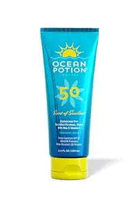 Ocean Potion SPF 50 Sunscreen Body Lotion, Broad Spectrum UVA/UVB Protection with Aloe and Vitamin E, Water-Resistant Non-Greasy Travel Size Sunscreen, 3.4 oz