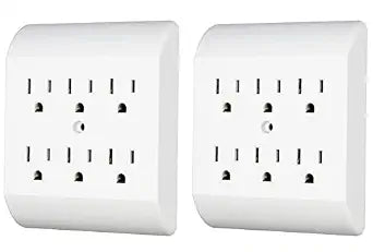 Projectpak 6 Outlet Wall Tap Extender Turns 2 Grounded Outlets into 6 - Easy Install Charging Station | 2 Pack