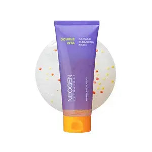 DERMALOGY by NEOGENLAB Double Vita Capsule Cleansing Foam, Vitamin-Rich Daily Face Cleanser with AHA/BHA & Yuzu Lime Extract, Brightening & Hydrating Gel-to-Foam Cleanser, All Skin Types, 5.07 fl oz