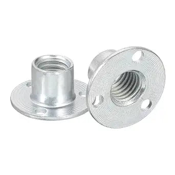 uxcell M10 Brad Hole Tee Nut, 5pcs Carbon Steel Round Base Screw-in T-Nuts Furniture Hardware Flange Female Thread Insert Nuts