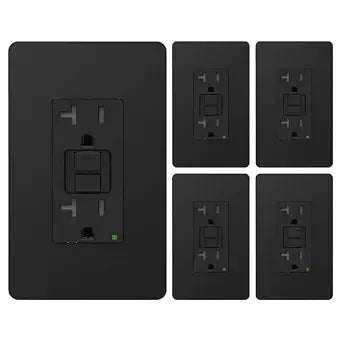 ThunderWay GFCI Outlet 20 Amp, LED Indicator, Tamper-Resistant, Weather Resistant Receptacle Indoor or Outdoor Use, Ground Fault Circuit Interrupter, Wallplate Included, ETL Listed, Matte Black, 5Pack