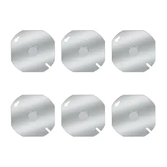 Octagon Electrical Box Cover, 1/2 Inch Knockout, 4 Inch Box Compatible, Galvanized Steel, 6-Pack