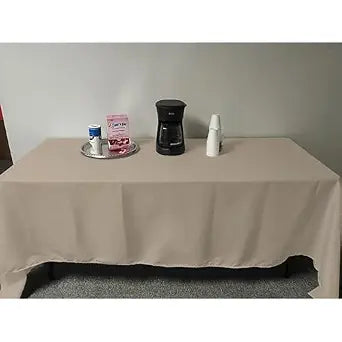 Intedge TCM3636-BEIGE Tablecloth, Square 36" x 36", Hemmed Edge, 65/35 Poly Cotton Fabric, Made in USA, Durable Reusable Dining and Event Table Cover, 1 Each