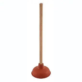 Prime-Line MP56750 Plunger, 6 In., Light Duty, Rubber Cup, Red, Wooden Handle (Single Pack)