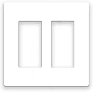2-Gang Screwless Wall Plate Cover  Snap-On GFI Decorator Light Switch Cover Plate, Standard Size Thermoplastic Outlet & Rocker Switch Wall Plate, Hidden Screws, White Electrical Outlet Cover
