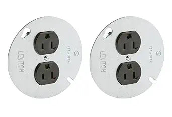 Leviton 5042 15 Amp, 125 Volt, Duplex Receptacle On 4-Inch Cover, Zinc Plated Steel (Pack of 2)