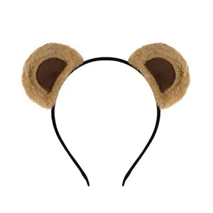 Bear Ears Headband, Brown Furry Animal Ears Headband for Women Girls Adults Cute Halloween Movable Head band for Cosplay Party Costume Daily Care Hairband for Makeup Washing Face