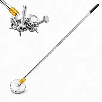 Heavy Duty 100lbs Magnetic Pickup Tool, Industrial Strength Magnet Sweeper with Stainless Steel Handle, Powerful Metal Pickup Stick for Screws, Nails, Bolts, Garage Workshop Construction