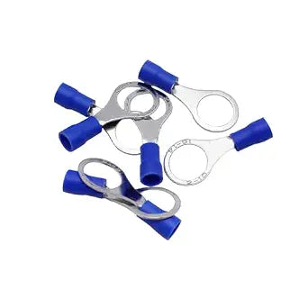50pcs 3/8"(M10) Insulated Ring Terminals Blue 16-14 AWG Tinned Red Copper Ring Terminals PVC Insulated Eyelet Wire Connector Electrical Crimp Connector for Boat Truck Stereo Car