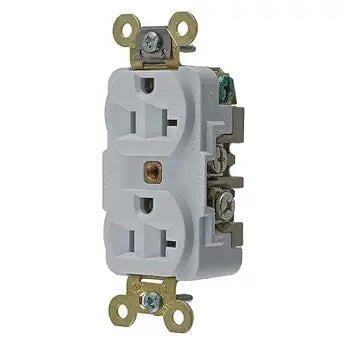 Hubbell HBL5362W Duplex Receptacle, HD Industrial Grade, 20 amp, 125V, 5-20R, White