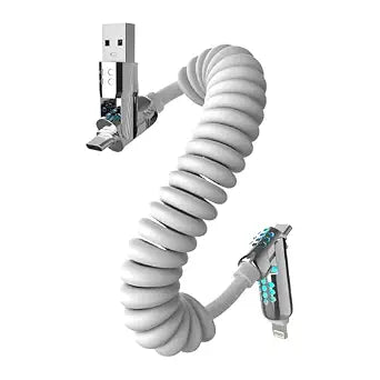 MFish Coiled 4 in 1 USB C Cable, 6.6FT Fast Charging Cable