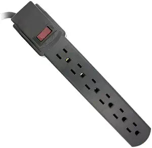 Topzone 1 Feet 6 Outlets Built-in Safety Circuit Breaker Angle Plug AC Wall Power Strip UL Listed (Black)