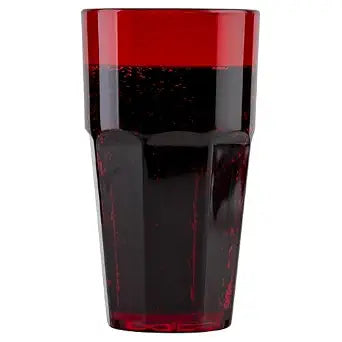 G.E.T. 9916-1-R Heavy-Duty Shatterproof Faceted Plastic Tumbler, 16 Ounce, Red (Set of 12)