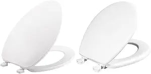 BEMIS 170 000 Toilet Seat, ELONGATED, Plastic, White & Mayfair Athens Toilet Seat, 1 Pack Round, White