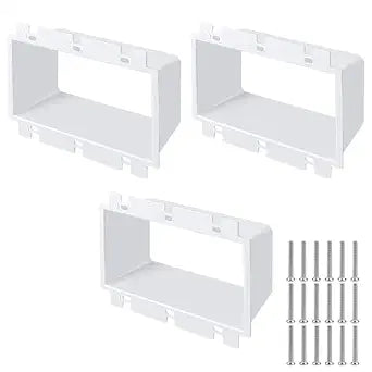 3 PCS BE3-3 Electrical Outlet Box Extenders with 18PCS Screws, 3-Gang Electrical Power Three Gang Box Extender Electric Box Extender 3 Gang Power Switch Receptacles Accessories