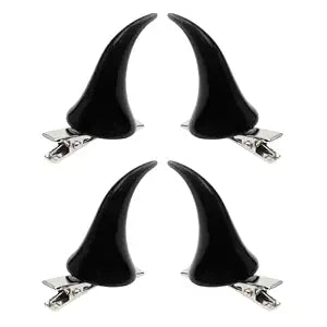 Penta Angel Halloween Evil Horn Hair Clips 4pcs Small Horror Demon Goth Ear Hairpins Hair Barrettes Accessories for Women Adults Props Party Cosplay Costume (Black)