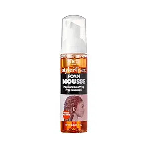 Red by Kiss Foaming Mini Travel Size Mousse, Maximum Shine Wrap Mousse, Reduce & Prevent Frizz, Define Curls, Hold Styles, Nourishes Dry & Crips Hair (Hibiscus + Shea Butter)