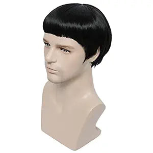 Linfairy 1 Pc Short bowl cut Black Synthetic Hair Heat Resistant Wig for Men