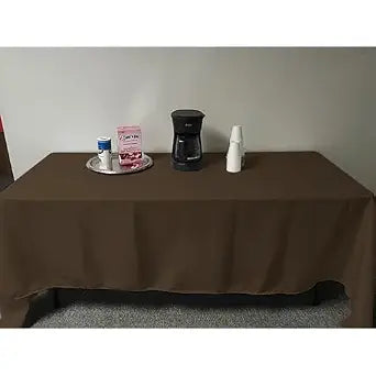Intedge TCM45110-BROWN Rectangular Tablecloth, 45" x 110", Hemmed Edge, 65/35 Poly Cotton Blend, Made in USA, Reusable Fabric Table Linen for Dining, 1 Each