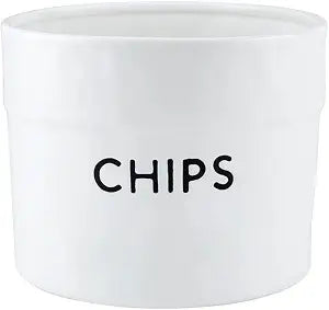 Santa Barbara Design Studio Ceramic Bowl White and Black Nacho Bar Serving Bowls, Large, Chips