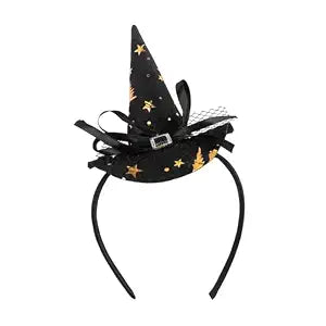 Doneace Halloween Headband Witch Hat Headband Glitter Pumpkin HairBand for Women Adults Cosplay Makeup Costume Decoration Party Supplies Halloween Hair Accessories (Glitter Black)