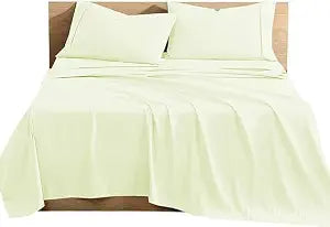 KL 500 Thread Count 100% Egyptian Cotton Full Sheet Set 15 Inch Extra Deep Pocket Long Staple Cotton Soft Luxury Breathable 4Pc Sheets Set Beige Solid Full Sheet