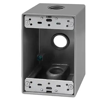 ENERLITES Weatherproof Outlet Box with Three 3/4-in Threaded Outlets, Outdoor Electrical Box, 3 Holes 0.75 Each, 1-Gang, 4.57 Height x 2.83 Length x 2.05 Depth, EN1375