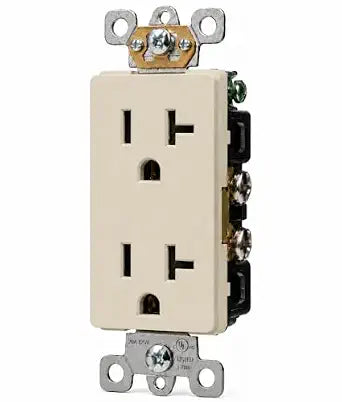 Light Almond Decorator Duplex Receptacle, Standard Self-Grounding Outlet