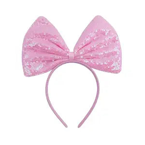 RFTWXHPN Glitter Big Pink Bow Headband for Women Girls Bowknot Headbands Sequins Headbands with Bows Head Band for Halloween Headband Supplies Hair Bows Hairbands Bow Hair Accessories