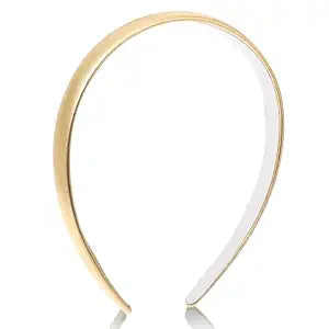 Gold Plain Headband for Women and Girls, Satin Headband Cute Non Slip Golden Hairband Fashion Faux Leather Hair Accessories for Christmas, Halloween, Birthday