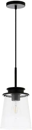 Elwood 7.12" Wide Pendant with Glass Shade in Blackened Bronze/Clear