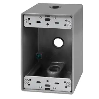 ENERLITES Weatherproof Outlet Box with Three 1/2-in Threaded Outlets, Outdoor Electrical Box, 3 Holes 0.50 Each, 1-Gang, 4.57 Height x 2.83 Length x 2.05 Depth, EN1350