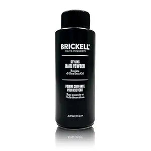 Brickell Men's Styling Hair Powder For Men, Creates Volume, Non-Greasy Texturizing Powder, With Rosehip, Rice Bran Oil, and Arrow Root Powder, 18g, Fragrance-Free