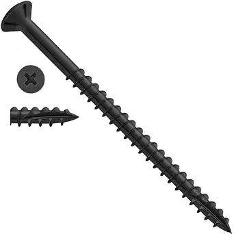 28003 Stainless Steel Wood Screws Self Tapping Screws Durable for Residential Door Hinges #12 x 3 Inch, 25 Pack (Black)