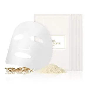 I'm from Rice Sheet Mask Pack of 5, Korean Rice Face Mask, Creamy Hydration for Dry, Combination Skin, Moist, Milky Essence, Biodegradable, Vegan, Hypoallergenic, 20ml
