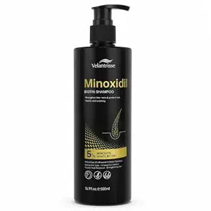 5% Minoxidil & Biotin Hair Growth Shampoo with Ginseng & Ginger, DHT Blocker for Thinning Hair, Fuller-Looking Care for Men & Women, 16.9 Fl Oz / 500 ML