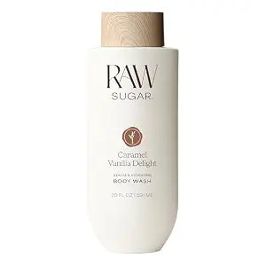 RAW SUGAR Caramel Vanilla Delight Gentle & Hydrating Body Wash, 20 Fl Oz (Pack of 1), Moisturizing & Indulgent Bath & Shower Gel, Vegan, Formulated without SLS/SLES & Parabens