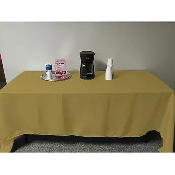 Intedge TCM6464-GOLD Square Tablecloth, 64" x 64", Hemmed Edge, Poly Cotton Blend, Dining and Kitchen Cloth Table Cover, Washable Reusable Fabric, 1 Each, Made in USA