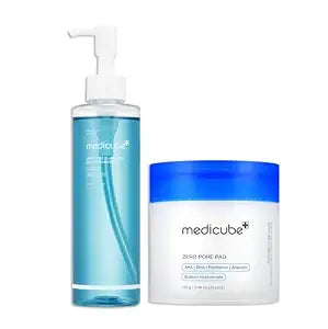 medicube Zero Pore Care Duo for Flawless Skin - Cleansing Oil & Toner Pads