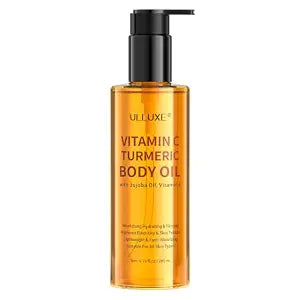 ulluxe Vitamin C Turmeric Body Oil, After Shower Moisturizer, Brightening Hydrating & Moisturizing Body Oil Soft, Smooth & Even Skin Tone, Lightweight & Non-Greasy Oil for All Body Skin, 6.76 fl.oz