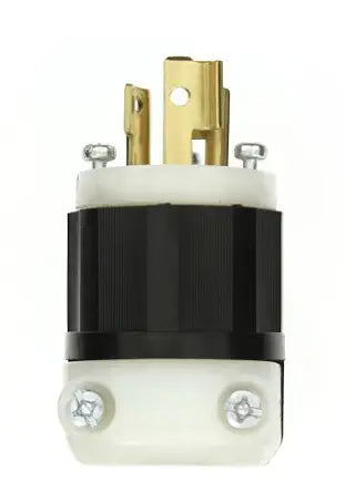 Leviton 15 Amp, 250 Volt, NEMA L6-15P, 2P, 3W, Locking Plug, Industrial Grade, Grounding, 4570-C, Black-White
