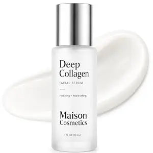 Maison Cosmetics Deep Collagen, Hydrating Facial Cream Deep Collagen Serum with Lightweight Silky Texture, Smooth & Replenishing Face Serum for Daily Skincare, 1 Fl Oz (1 Pack)