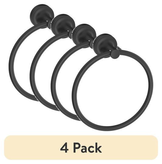 (Paquete de 4) Anillo de Toalla de Estilo Moderno y Limpio para Montar en la Pared Better Homes & Gardens Negro Mate