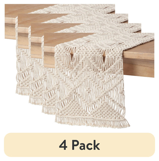 Better Homes & Gardens Macrame 90"x14" Machine Washable Natural 100% Cotton Table Runner