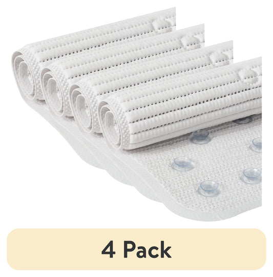 (4 pack) Clorox 21" x 21" Foam Cushioned Shower Mat with Suction Cups, White