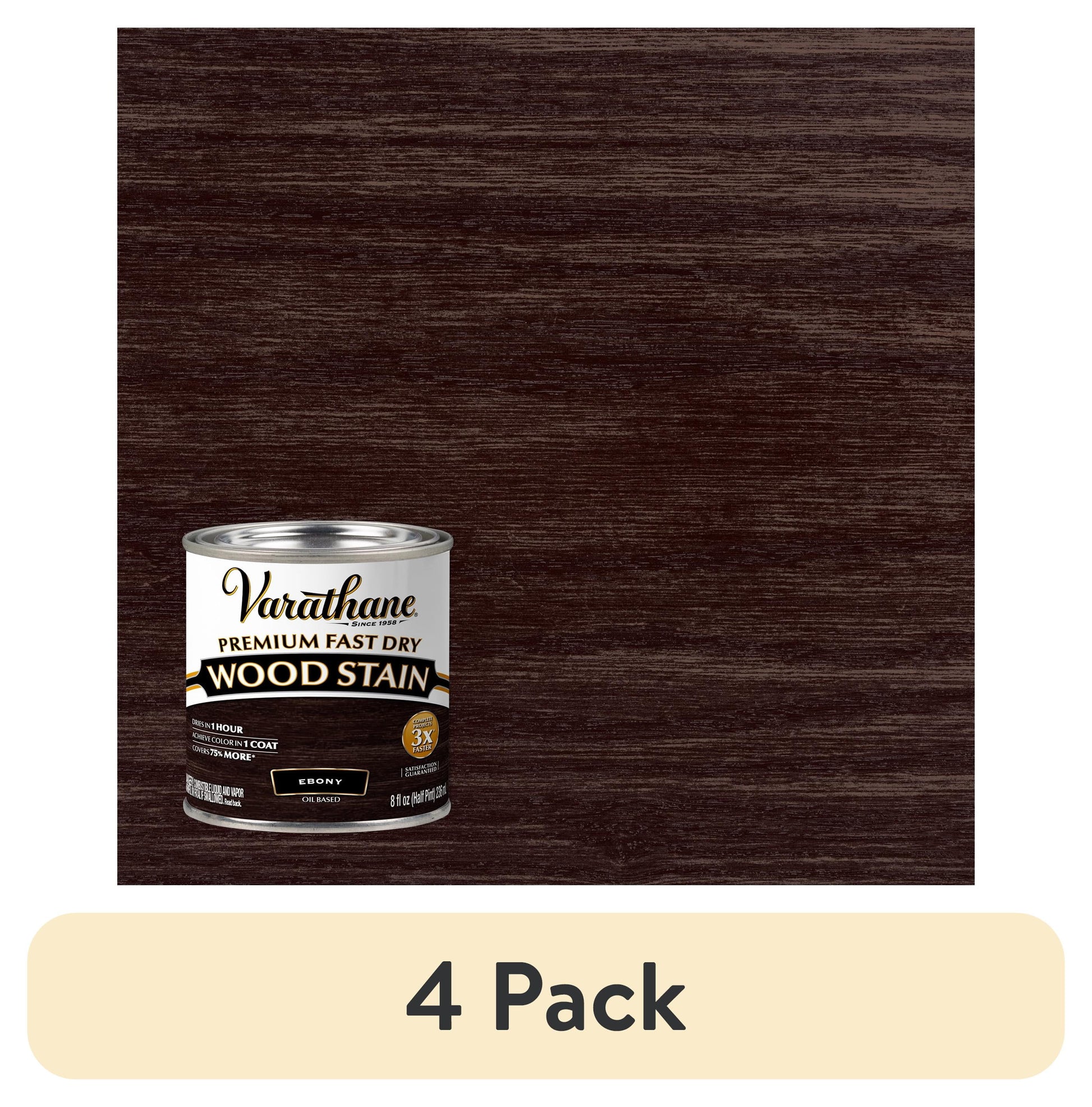 (4 pack) Ebony, Varathane Premium Fast Dry Wood Stain-269400, 8 fl oz