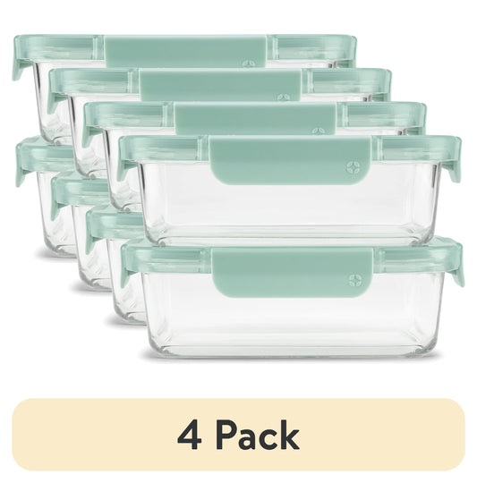 Ello Color Lock 3.4 Cup 2 Pack Glass Meal Prep Containers with Locking Lids