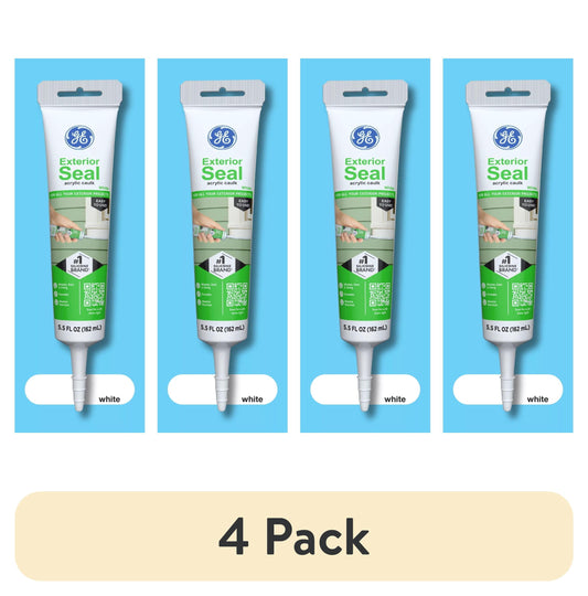 (4 pack) GE Exterior Seal Window & Door, Pack of 1, White 5.5 oz Tube