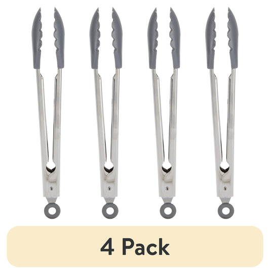 (4 pack) GoodCook PRO Locking Tong, Stainless Steel With Nylon Tips